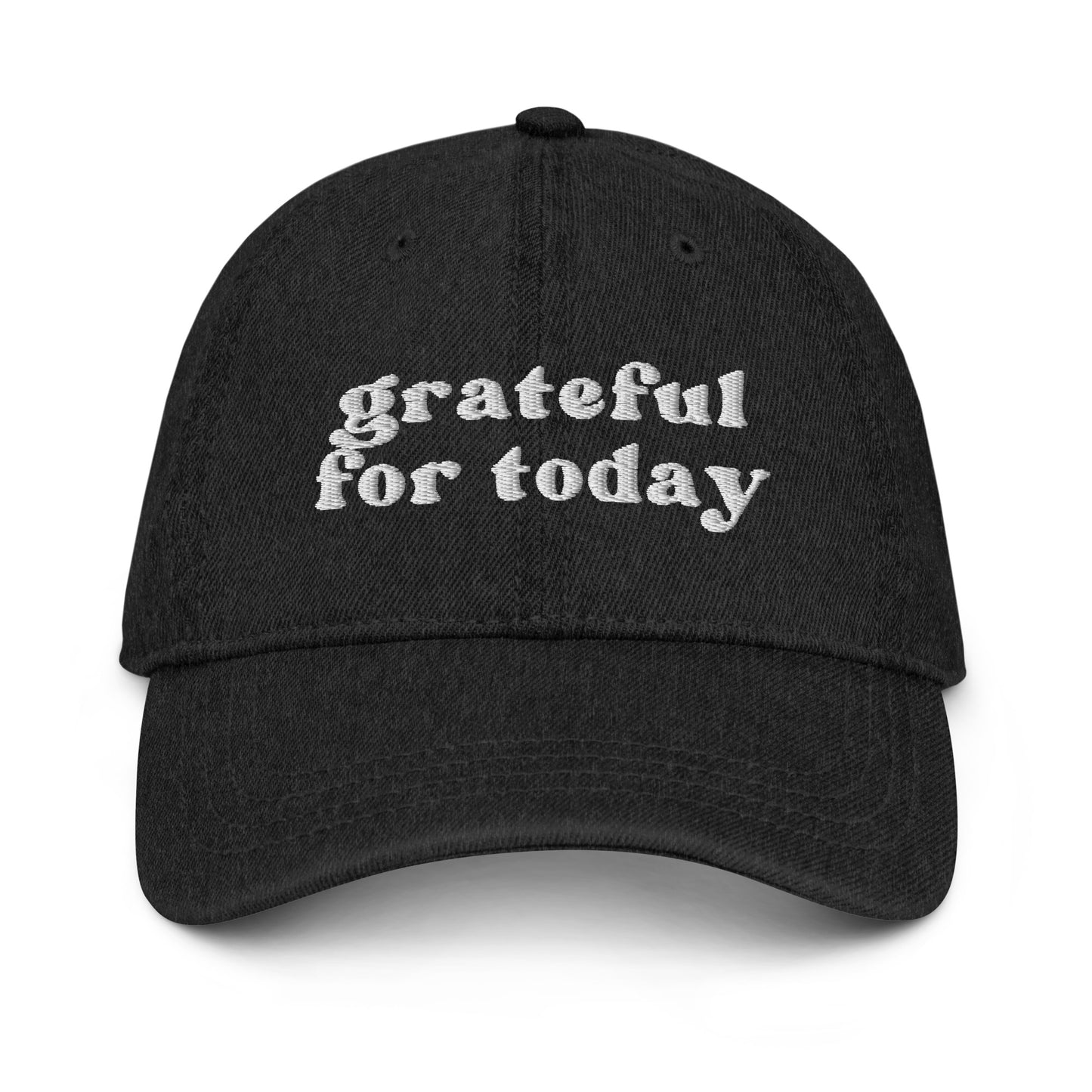 Black Denim Grateful for Today Hat