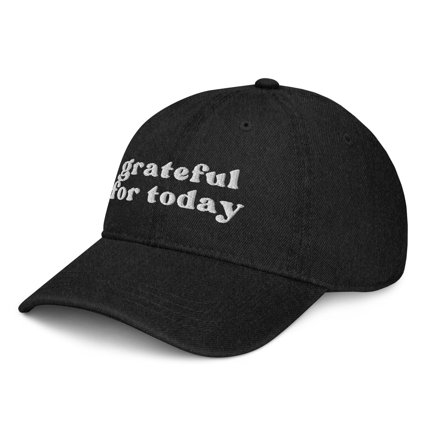 Black Denim Grateful for Today Hat