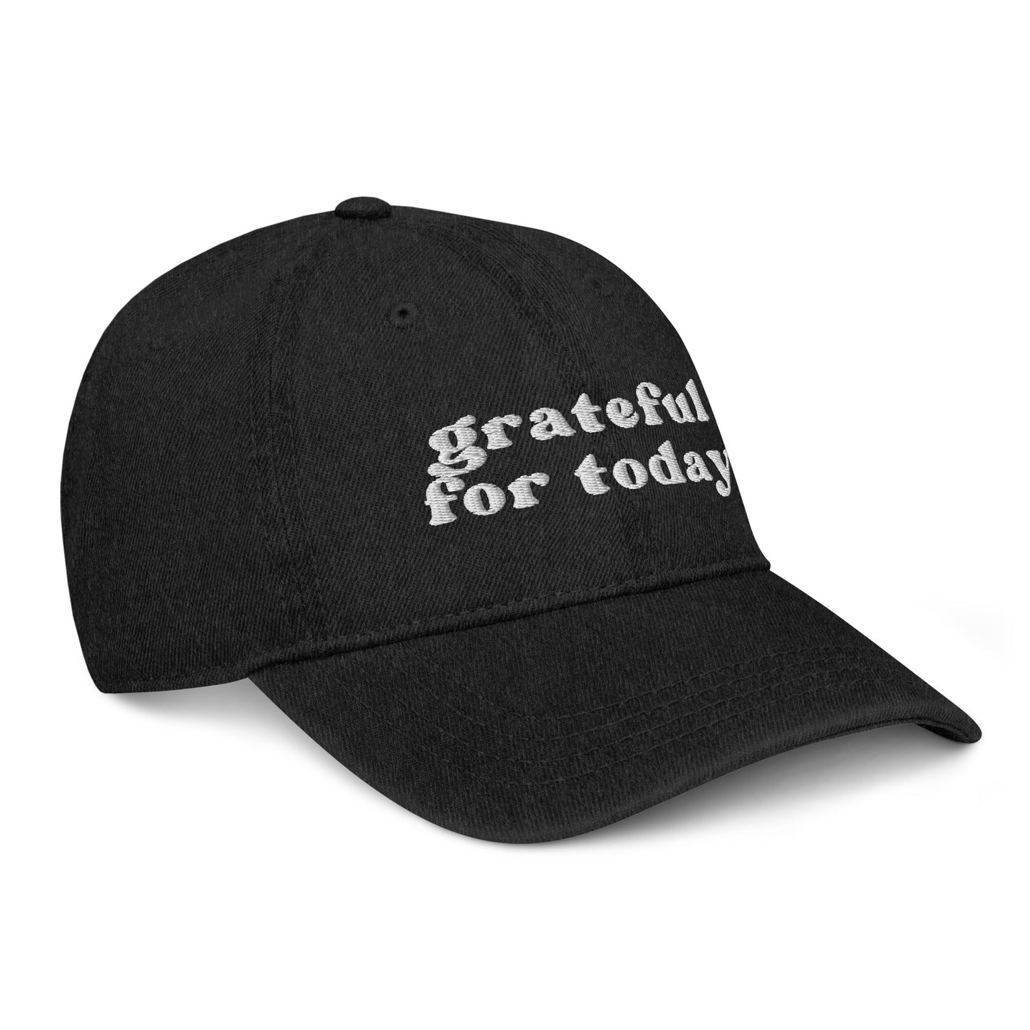 Black Denim Grateful for Today Hat